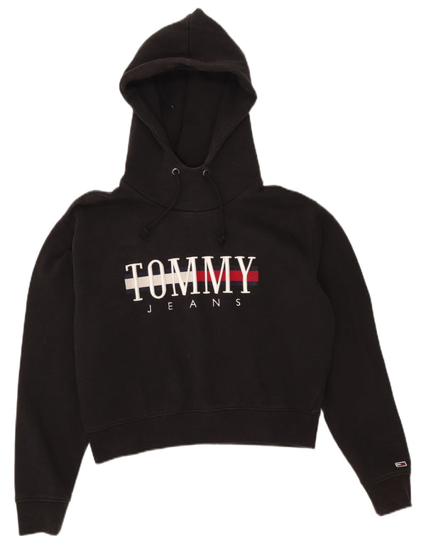 Suéter Tommy Hilfiger feminino com capuz e estampa gráfica UK 10 pequeno preto