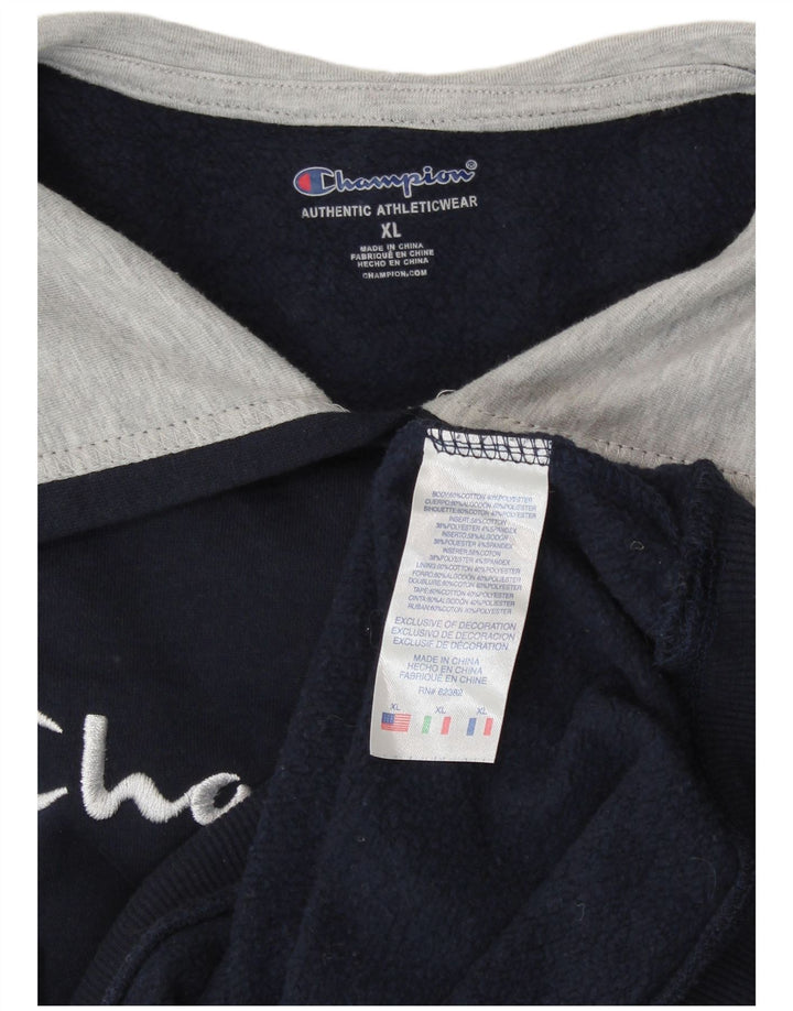 CHAMPION Suéter feminino com capuz gráfico UK 18 XL azul marinho algodão