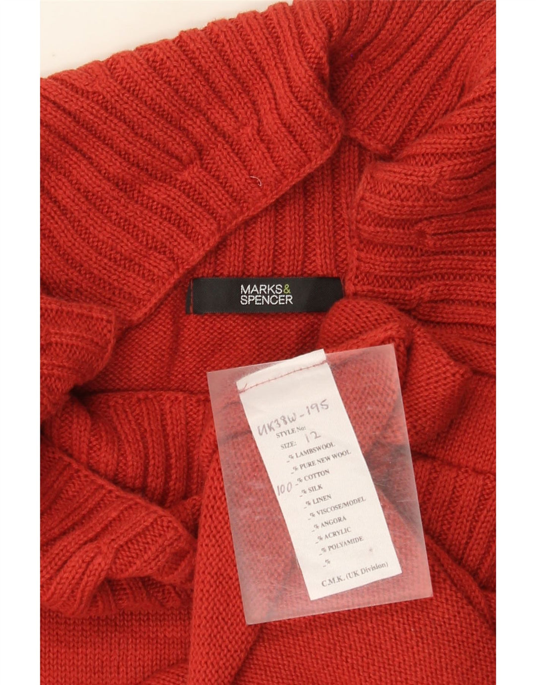 Suéter feminino Marks & Spencer com gola canoa e gola redonda Reino Unido 12 médio vermelho