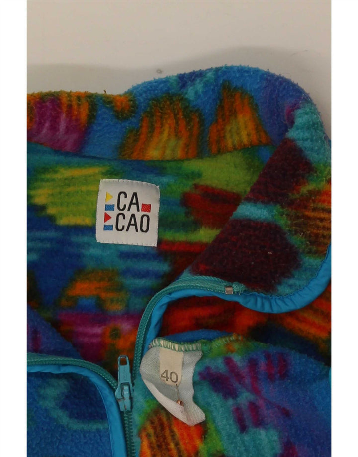 Suéter de lã feminino vintage com gola e zíper EU 40 médio multicolorido