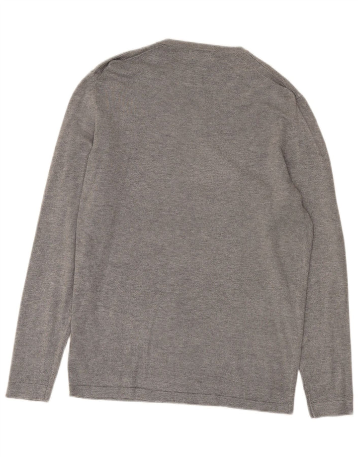 Suéter masculino Zara com decote em V cinza médio manchado
