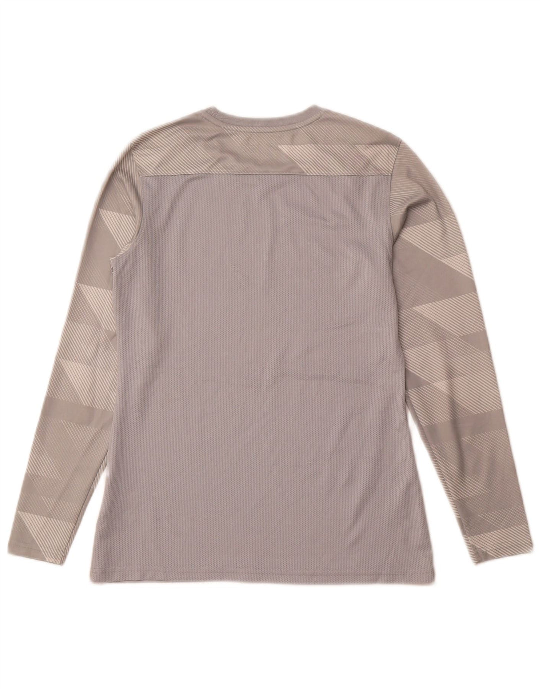 Nike Womens Dri Fit Top Manga Longa UK 10 Pequeno Cinza Geométrico Poliéster