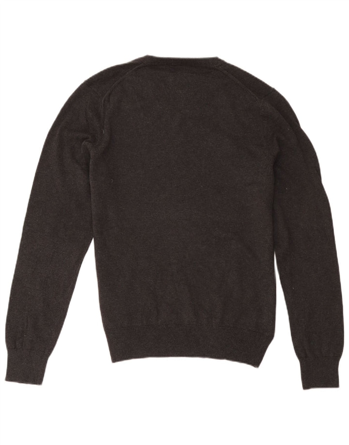 Suéter masculino Marks & Spencer com decote em V, algodão cinza médio