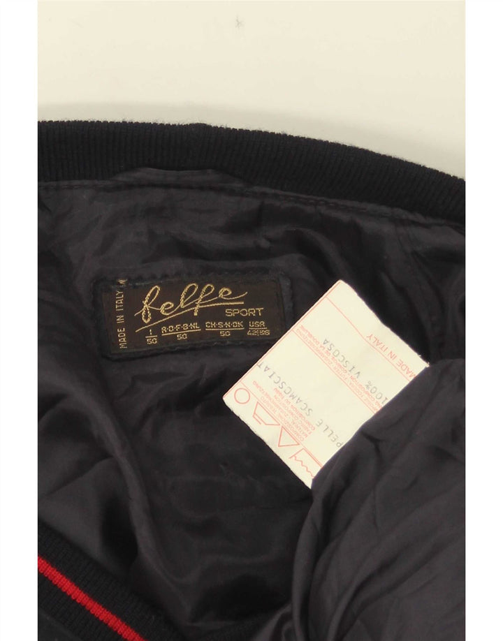 Jaqueta bomber masculina Belfe em camurça IT 50 grande couro azul marinho