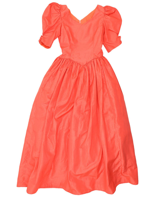 Vintage Womens Maxi Dress UK 8 Small Orange