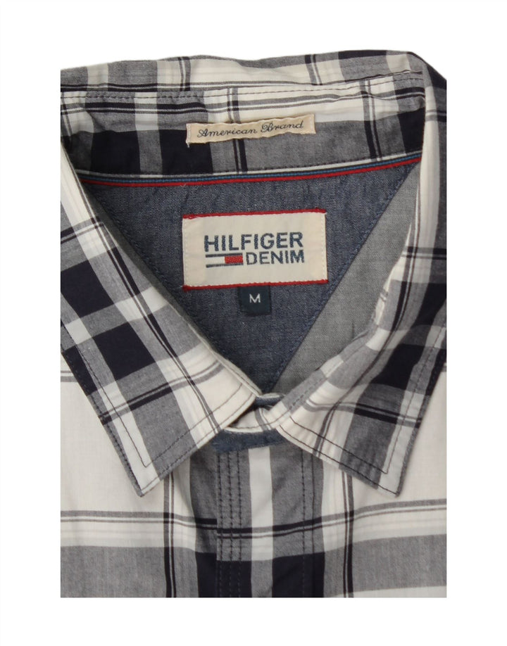 Camisa masculina TOMMY HILFIGER algodão xadrez cinza médio