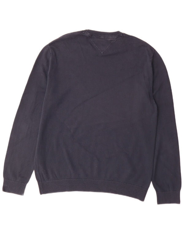 Suéter masculino Tommy Hilfiger com gola redonda, grande algodão azul marinho
