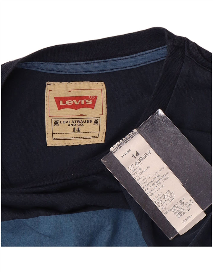 Top gráfico Levi's Boys manga comprida 13-14 anos azul marinho algodão