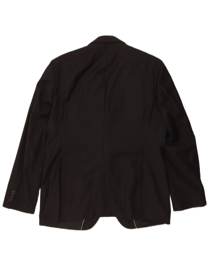 Jaqueta blazer masculina de 2 botões Hugo Boss EU 56 3XL lã virgem listrada preta