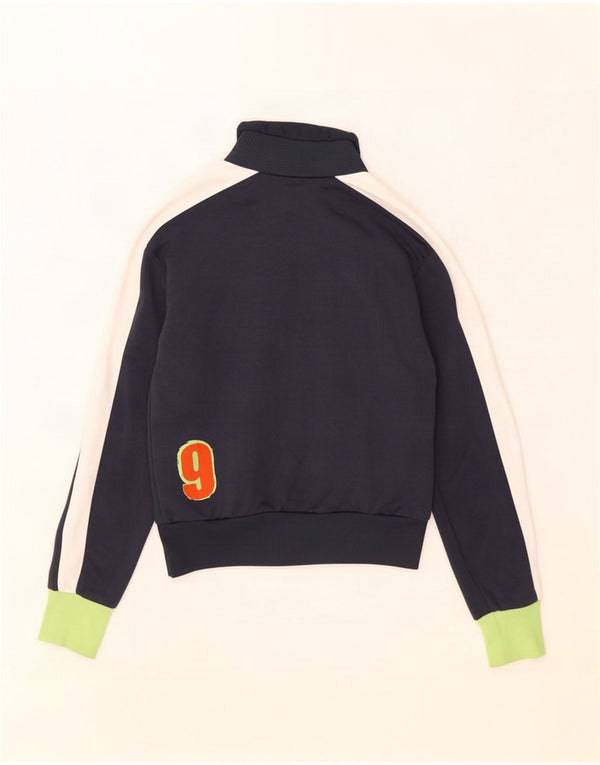 Puma Womens Tracksuit Top Jacket UK 10 Pequeno Azul Marinho Colorblock