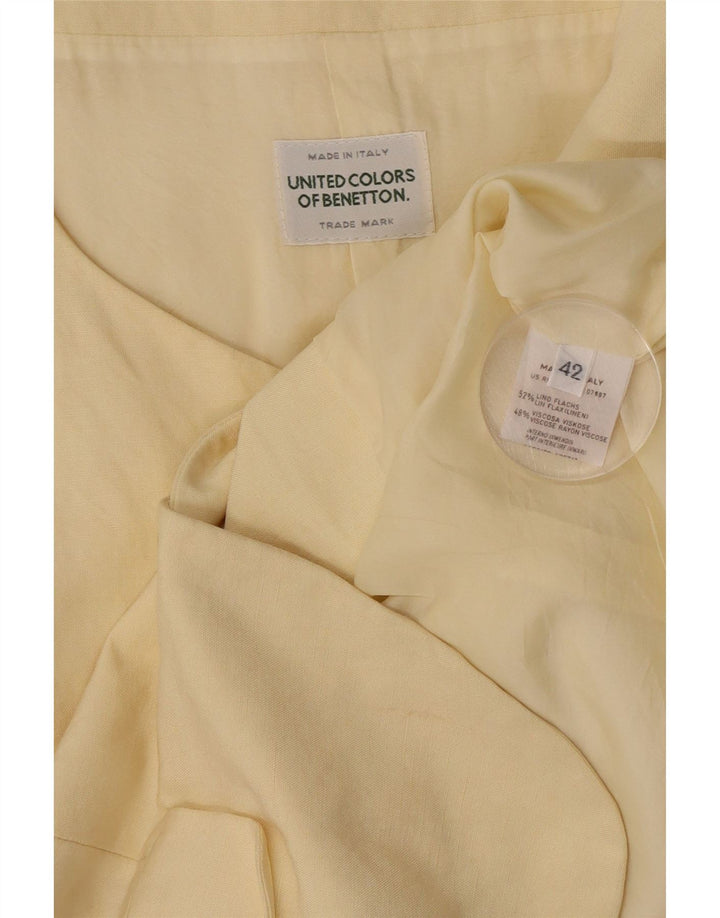 Jaqueta blazer feminina de manga curta com 4 botões Benetton IT 42 médio bege