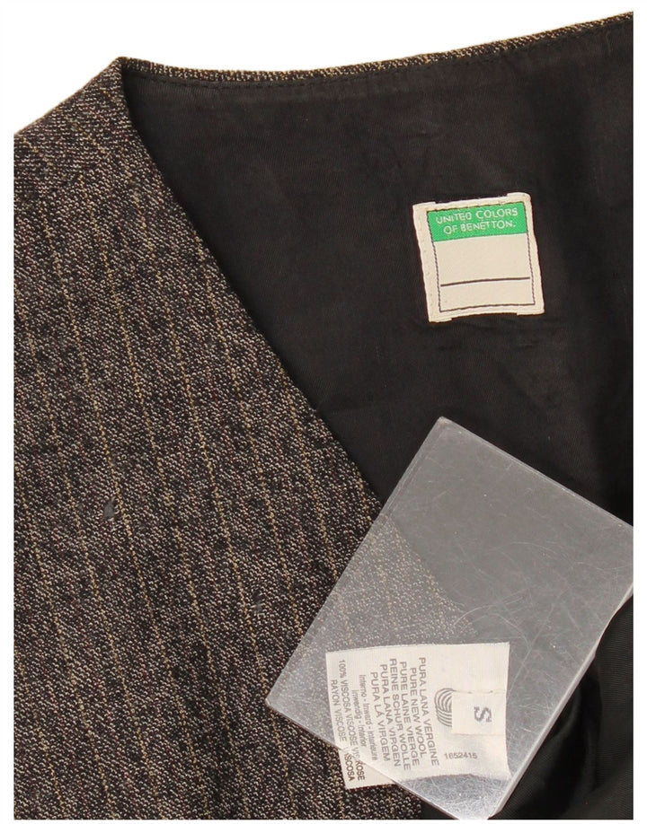 Jaqueta blazer Longline feminina BENETTON Reino Unido 10 listras cinza pequenas