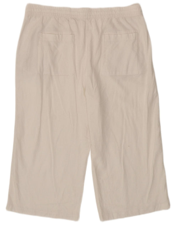 Calça capri feminina Marks & Spencer reta UK 20 2XL W40 L21 branca