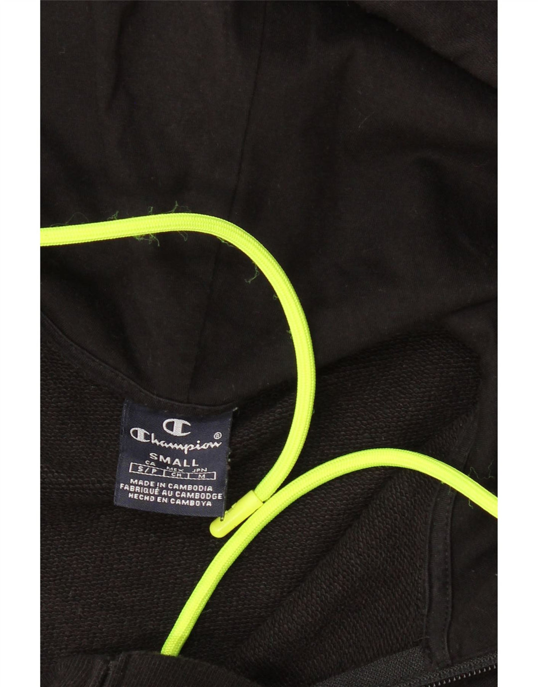 Suéter masculino Champion com capuz e zíper gráfico pequeno preto