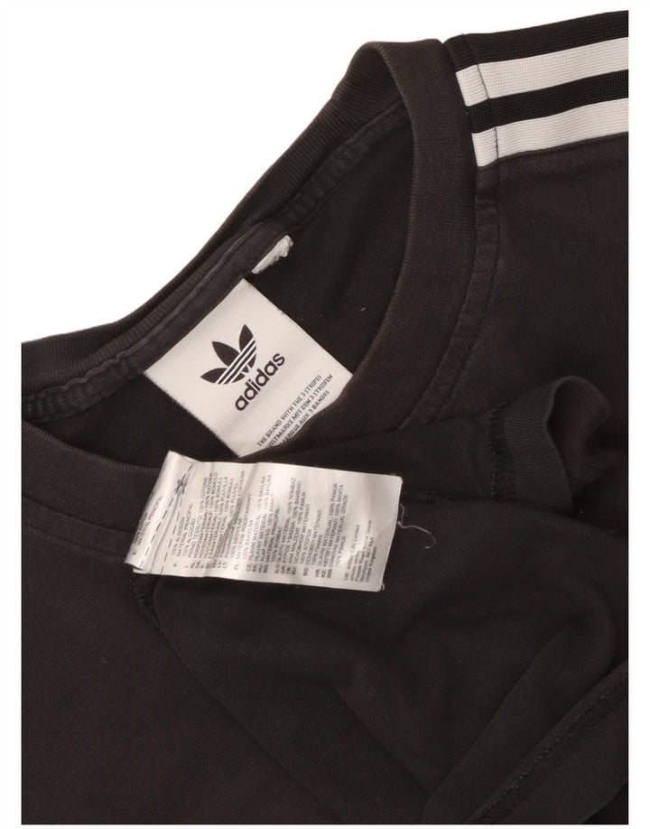Adidas Mens Camiseta Top Médio Algodão Preto