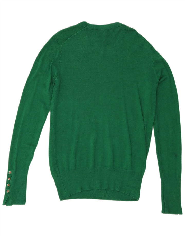 Suéter feminino Zara com gola redonda, Reino Unido 14, grande, verde