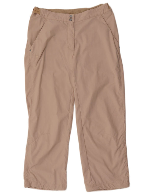 Calça feminina reta cortada Fila UK 10 pequena W30 L25 bege