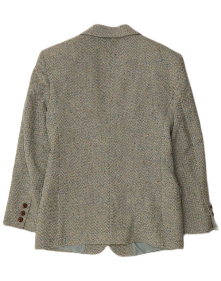 Jaqueta blazer feminina vintage com 2 botões IT 42 lã espinha de peixe verde médio