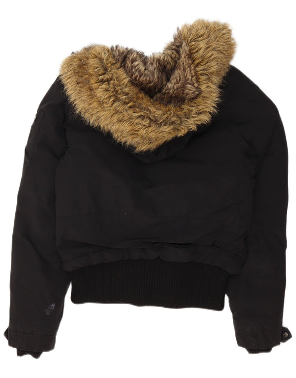 Jaqueta feminina acolchoada com capuz Woolrich UK 14 poliéster preto médio