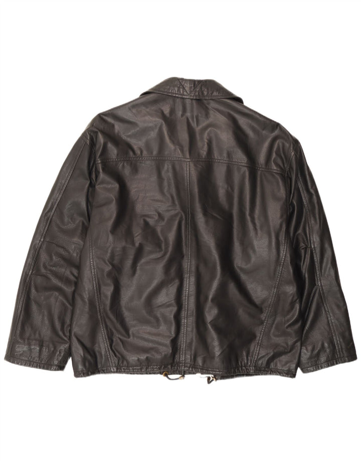 Jaqueta de couro masculina vintage UK 44 2XL couro preto