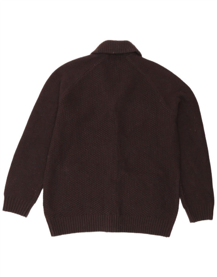 Suéter cardigã masculino Marks & Spencer grande acrílico marrom