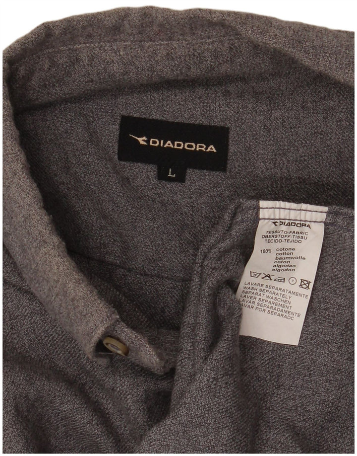 Camisa masculina de flanela Diadora grande algodão cinza