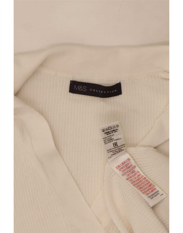Camisa polo feminina Marks & Spencer Reino Unido 10 pequena viscose branca
