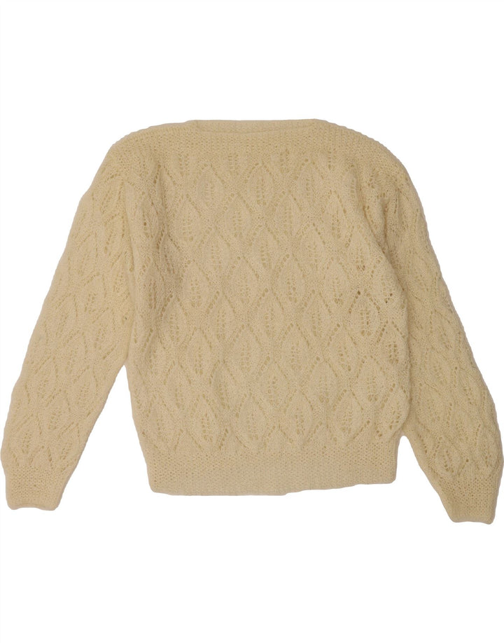 VINTAGE Womens Boat Neck Jumper Sweater UK 14 Medium Off White Vintage Vintage and Second-Hand Vintage from Messina Hembry 