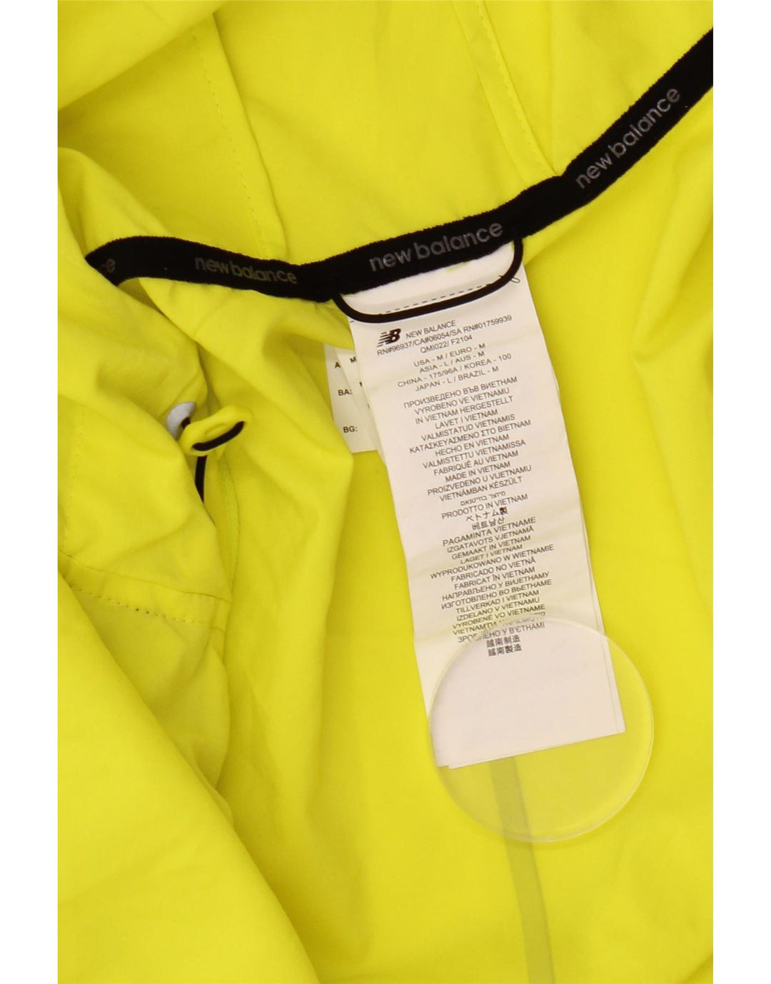 Jaqueta de chuva com capuz masculina New Balance UK 38 poliéster amarelo médio