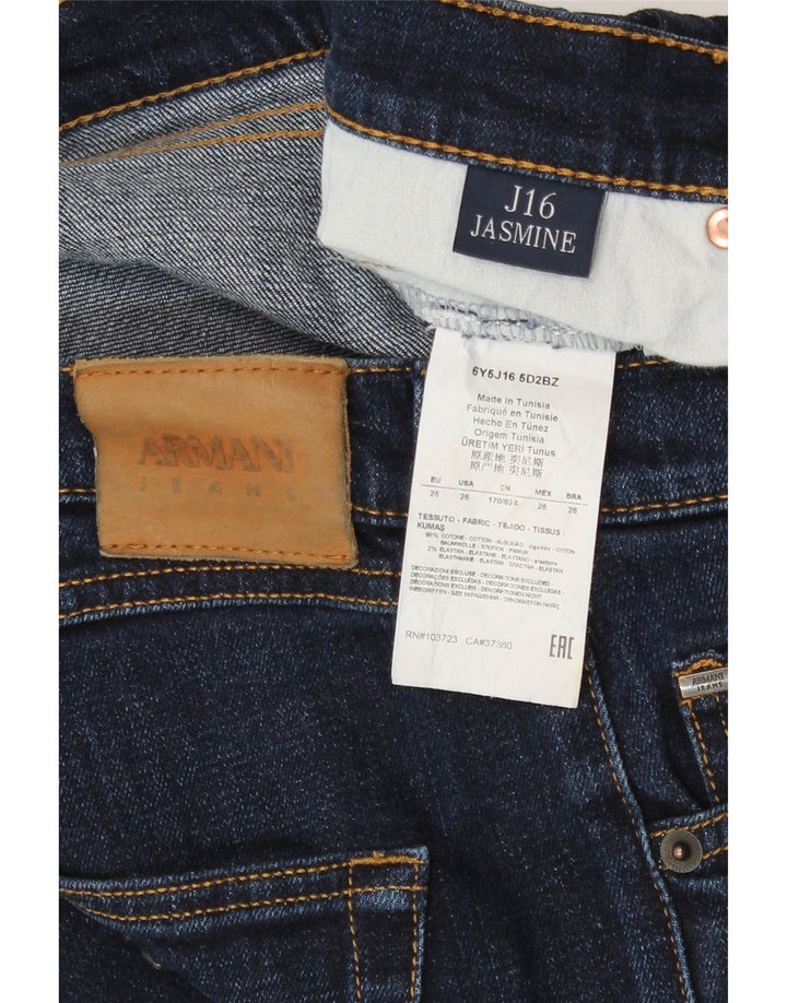 Calça jeans feminina Armani Jasmine Bootcut W26 L27 algodão azul marinho