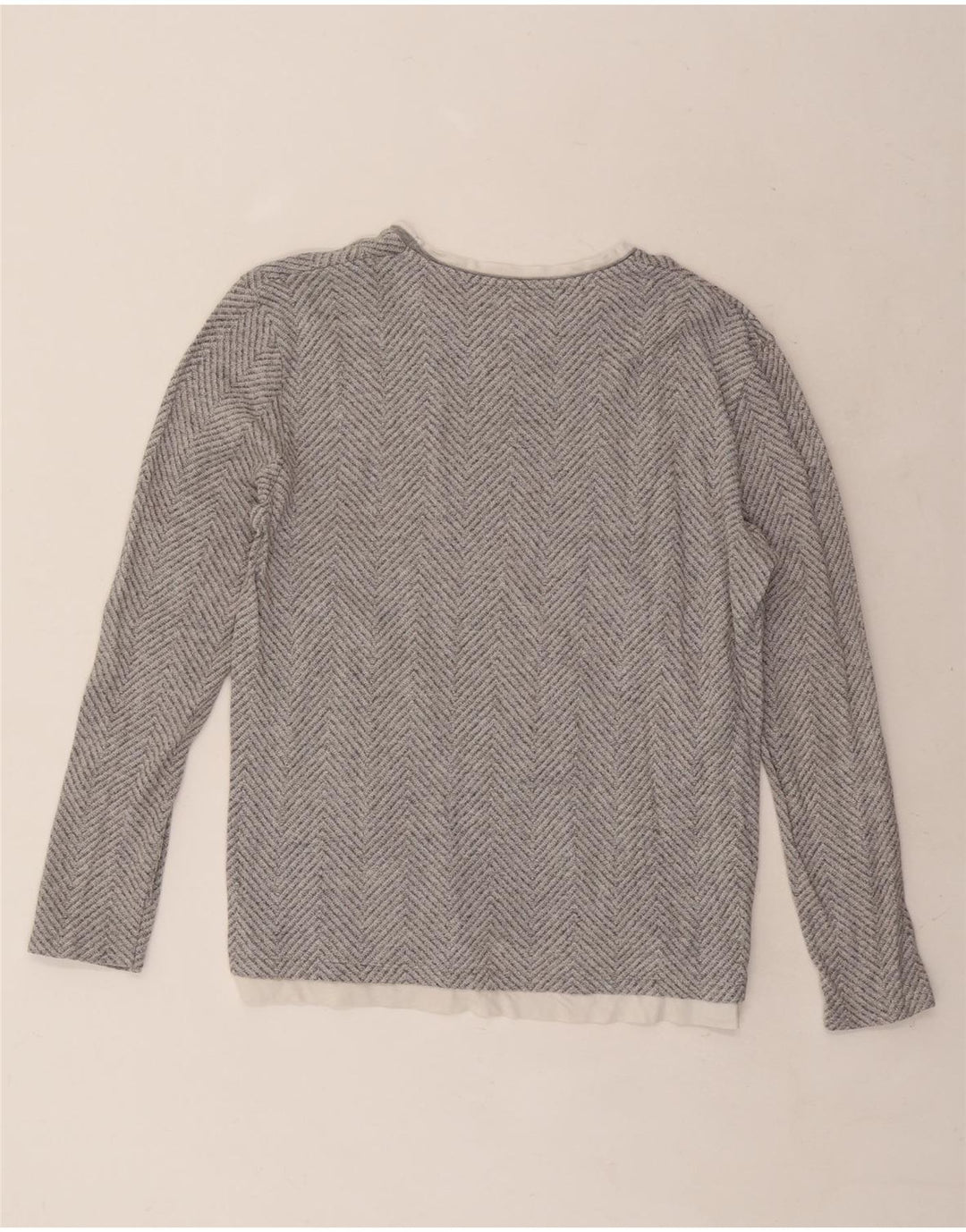 Zara Top masculino manga comprida grande espinha de peixe cinza