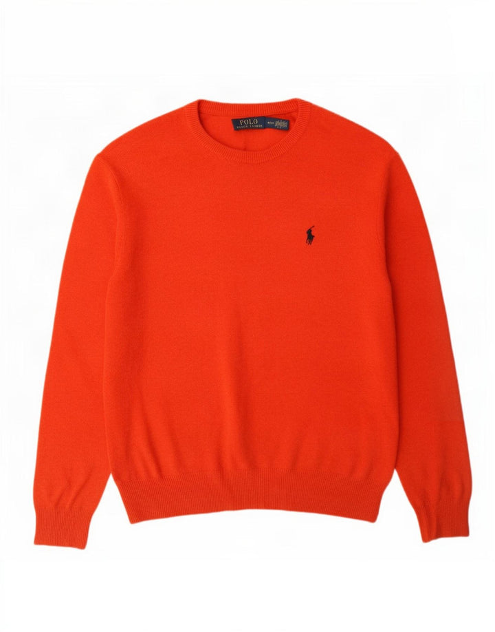 Suéter masculino Polo Ralph Lauren com gola redonda e lã laranja médio