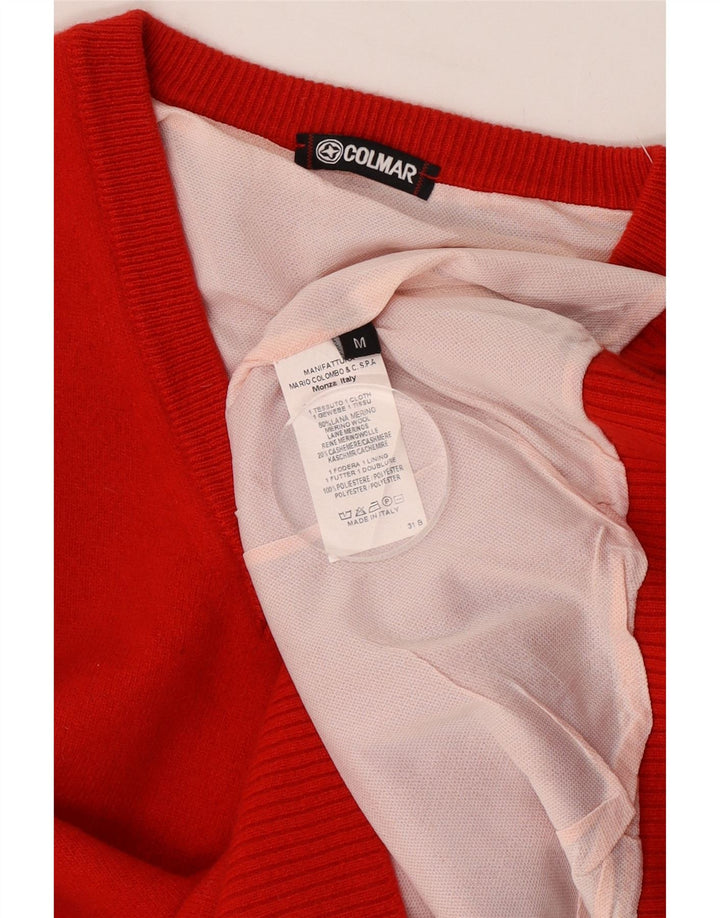 Suéter masculino Colmar com decote em V, lã Merino vermelha média