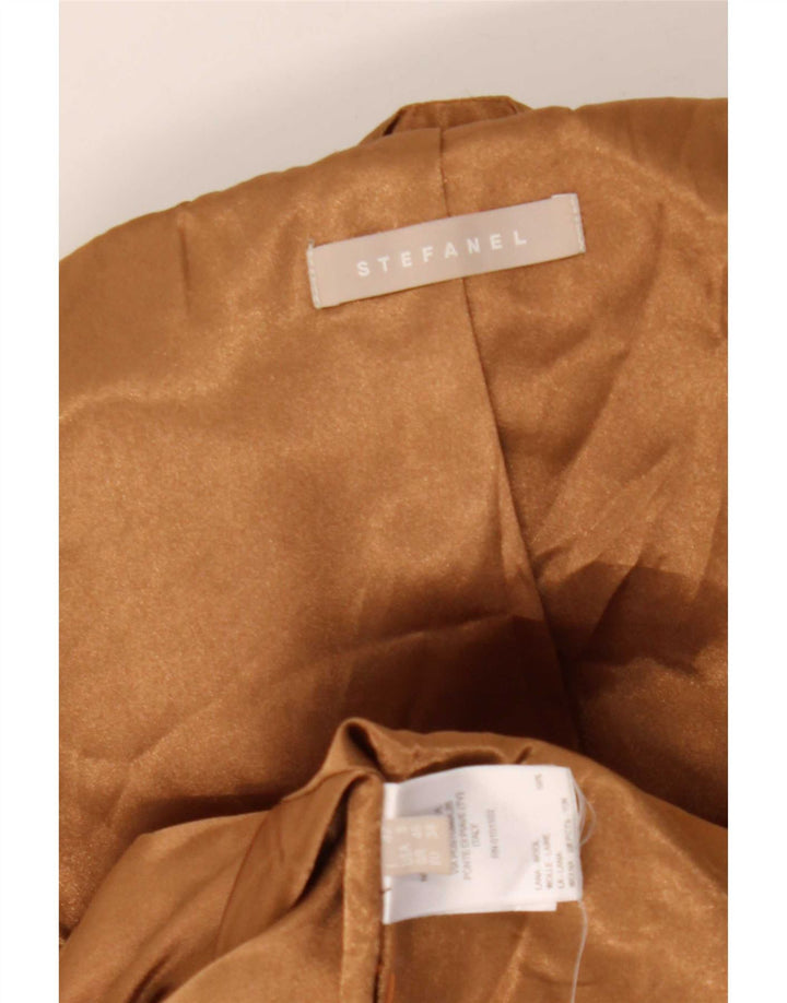 Jaqueta blazer feminina Stefanel com peito duplo Reino Unido 10 pequena lã xadrez marrom