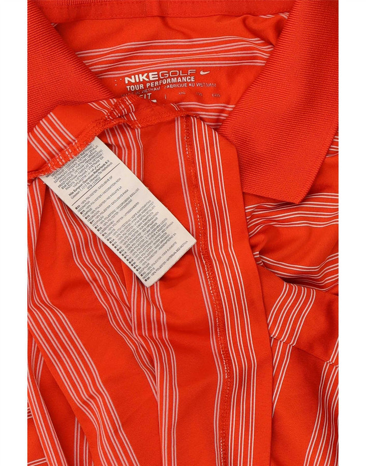 Camisa polo masculina Nike Dri Fit 2XL poliéster listrado laranja