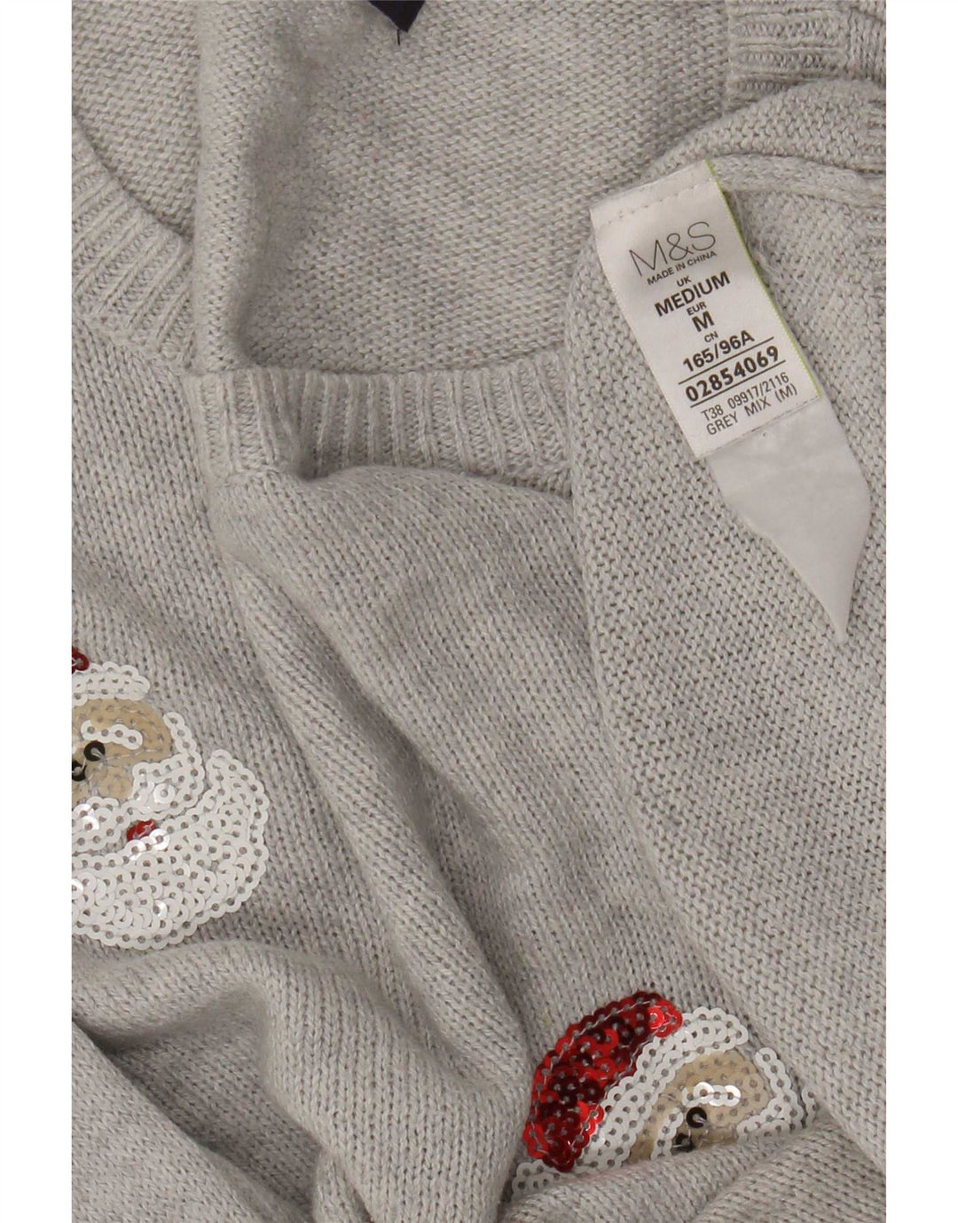 Suéter feminino Marks & Spencer com gola redonda Reino Unido 14 cinza médio Natal