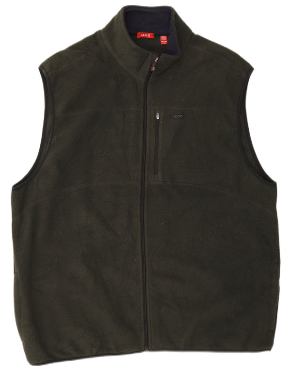 IZOD Mens Fleece Gilet UK 44 2XL Poliéster Cáqui