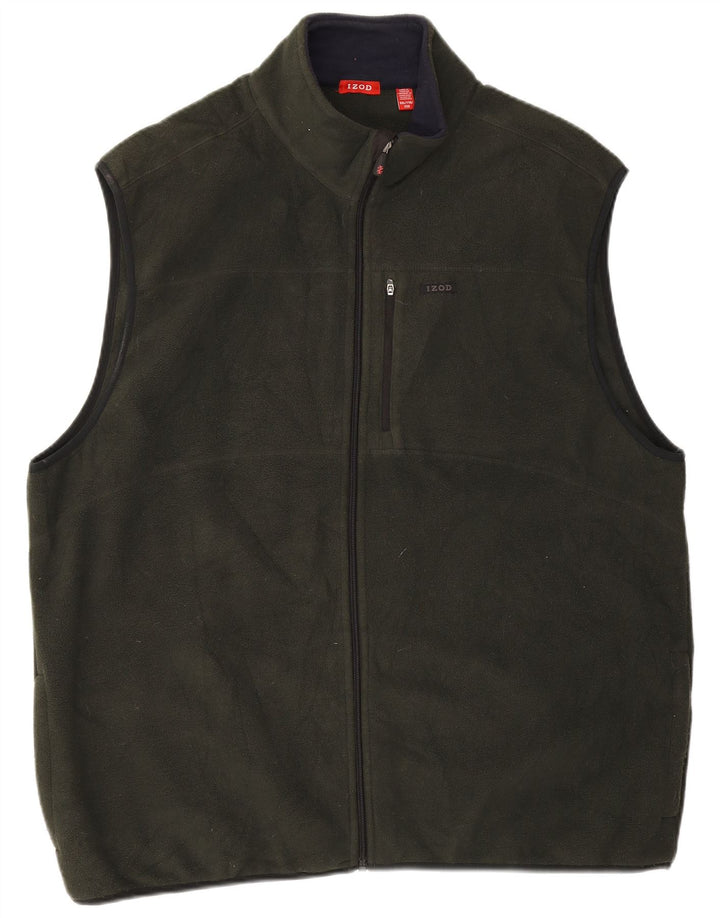 IZOD Mens Fleece Gilet UK 44 2XL Poliéster Cáqui