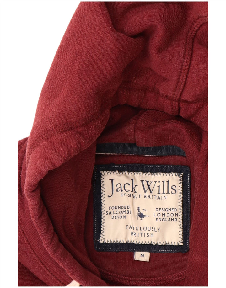 JACK WILLS Suéter masculino com capuz gráfico médio algodão Borgonha
