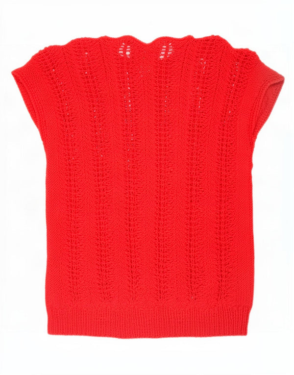 Regata feminina vintage transparente com colete Reino Unido 12 vermelho médio