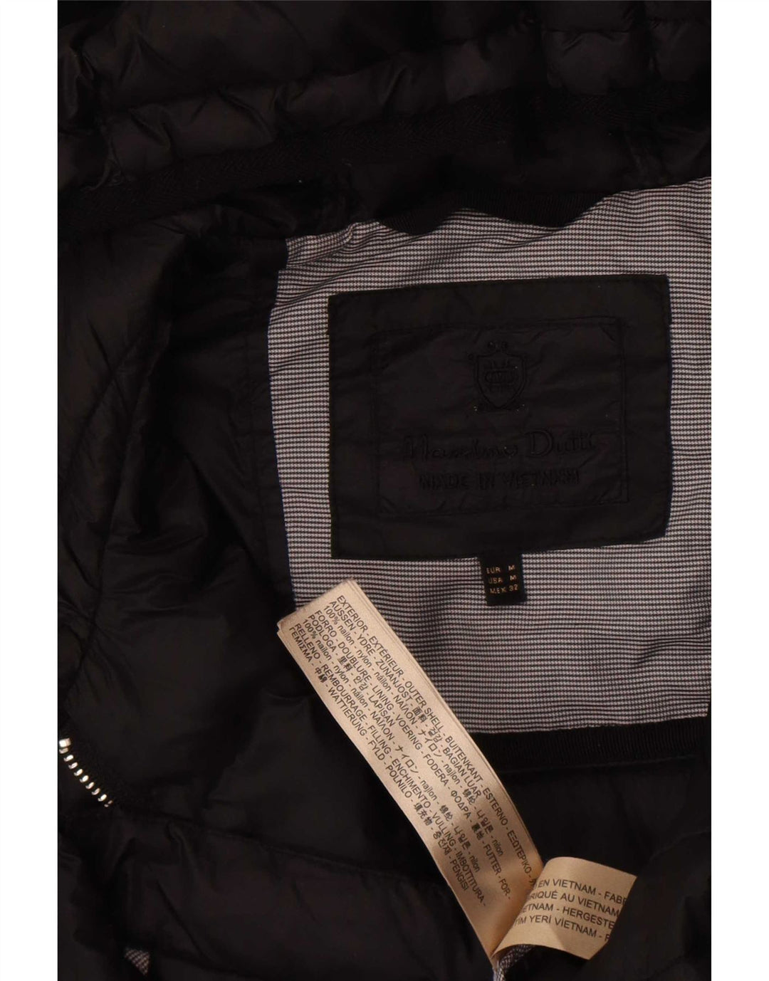 Jaqueta feminina acolchoada com capuz Massimo Dutti Reino Unido 12 médio preto nylon