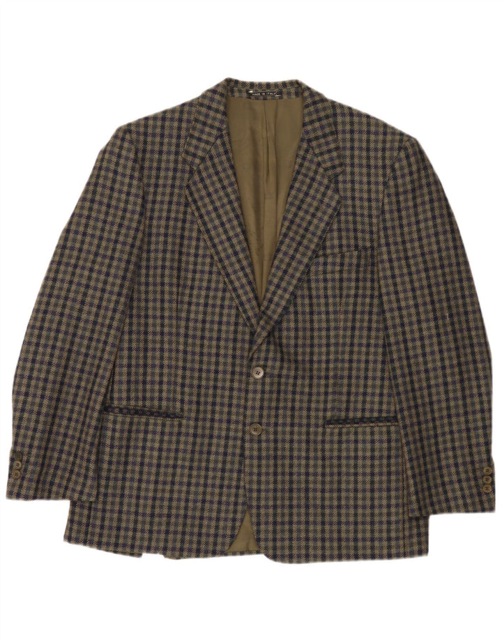 Jaqueta blazer masculina de 2 botões Renato Barbano IT 54 2XL cáqui guingão nova lã