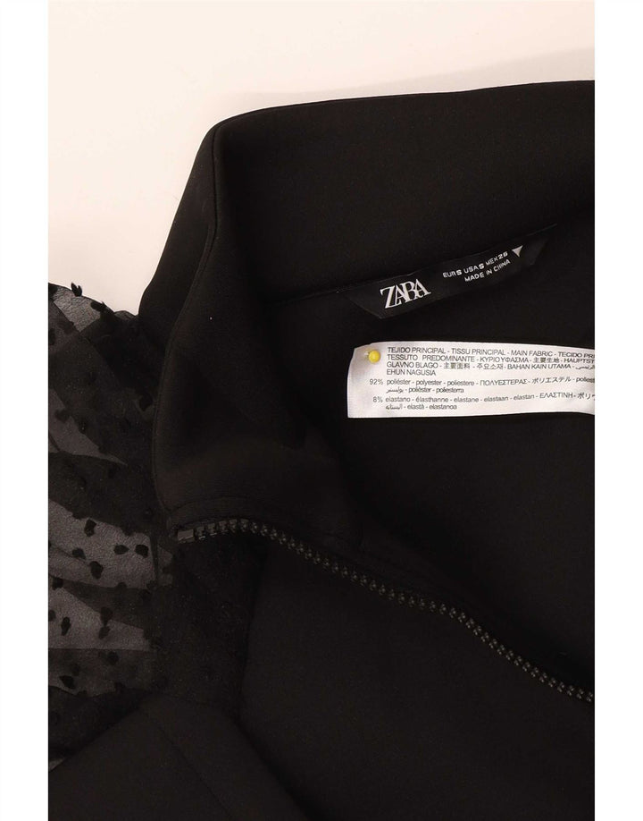 Zara Womens Crop Cardigan Top UK 10 Pequeno Poliéster Preto