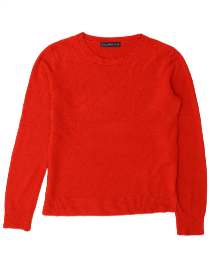 Suéter feminino Marks & Spencer com gola redonda Reino Unido 10 pequeno acrílico vermelho