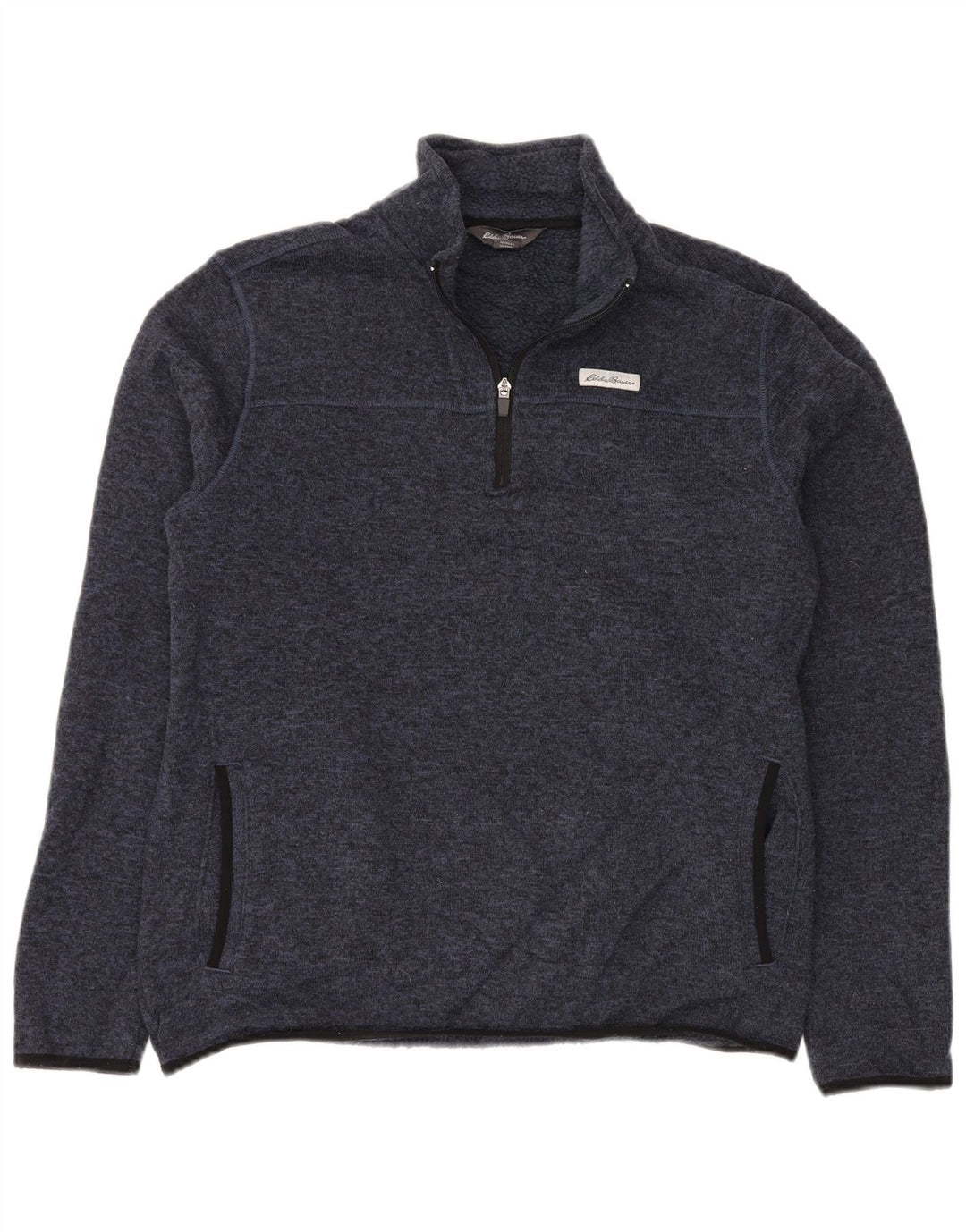 EDDIE BAUER Suéter masculino com zíper e gola grande poliéster azul marinho