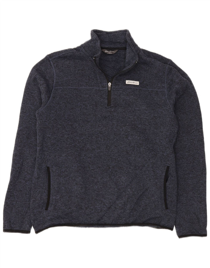 EDDIE BAUER Suéter masculino com zíper e gola grande poliéster azul marinho