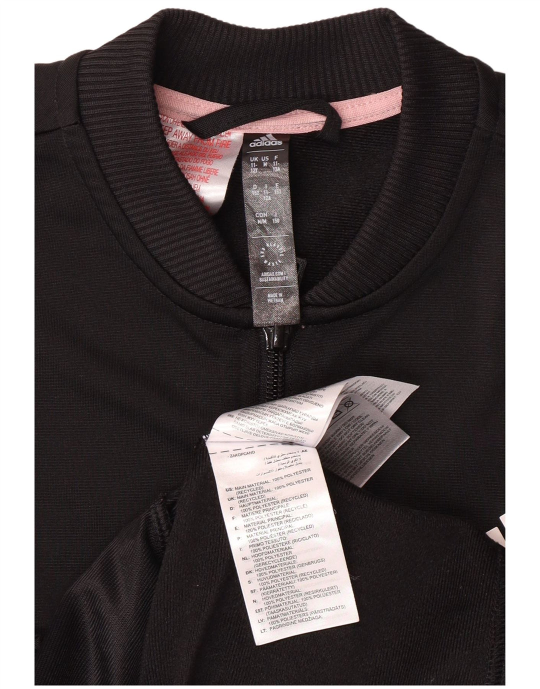 ADIDAS Casaco de treino para meninas 11-12 anos preto poliéster