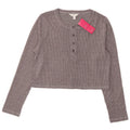Top curto feminino Marks & Spencer manga comprida Reino Unido 16 grande viscose cinza