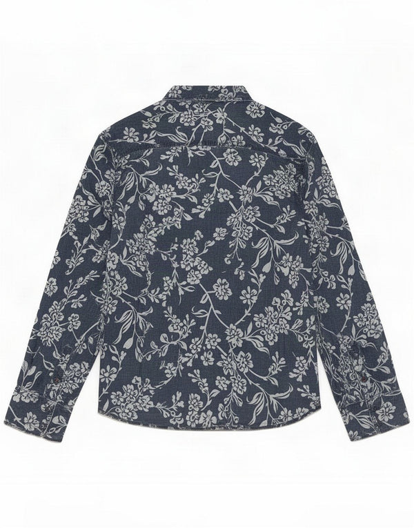 Camisa masculina Jack & Jones linho floral azul médio