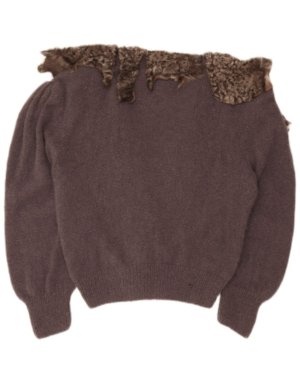 Suéter Cardigan Feminino Vintage Reino Unido 16 Grande Roxo